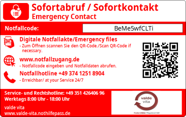 NotHilfePass Rückseite